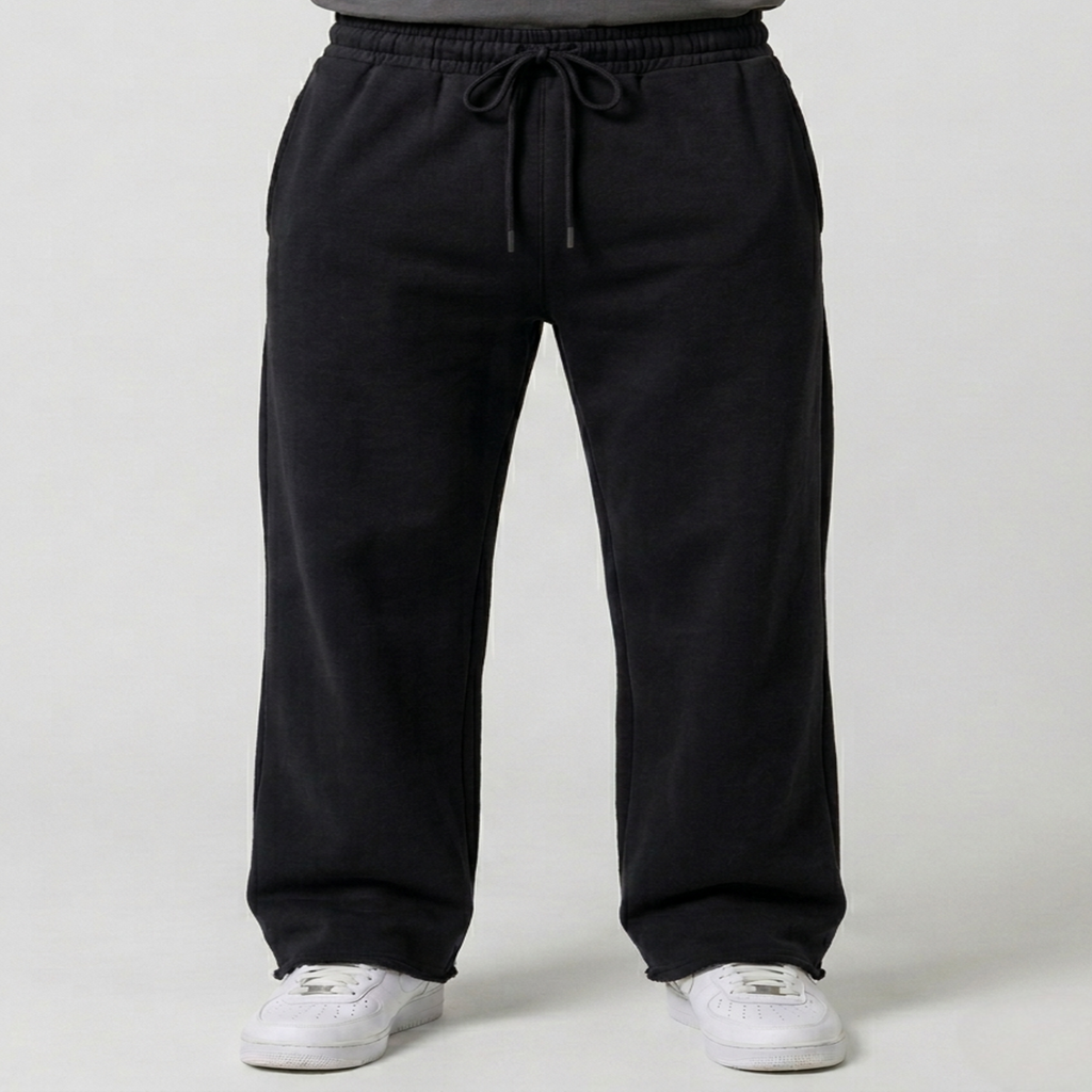 Men’s Sweetpants(Melton) Wide-leg (Black)
