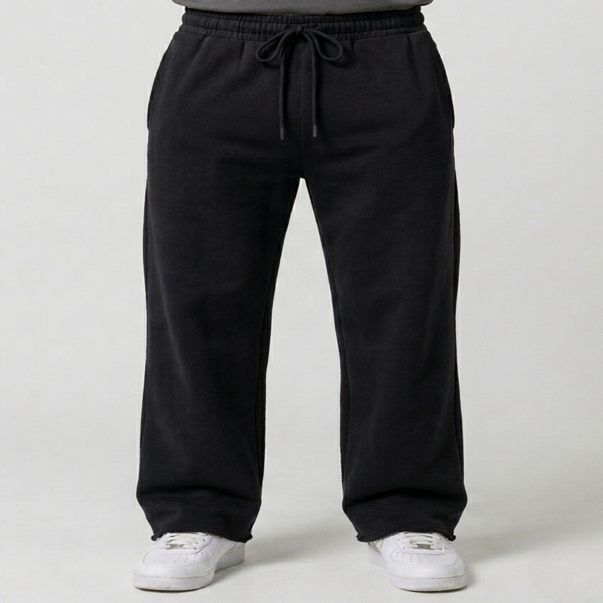 Men’s Sweetpants(Melton) Wide-leg (Black)