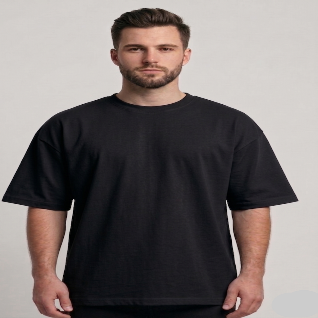 Men’s Oversize (Interlock)T-Shirt Long Sleeve (Black)