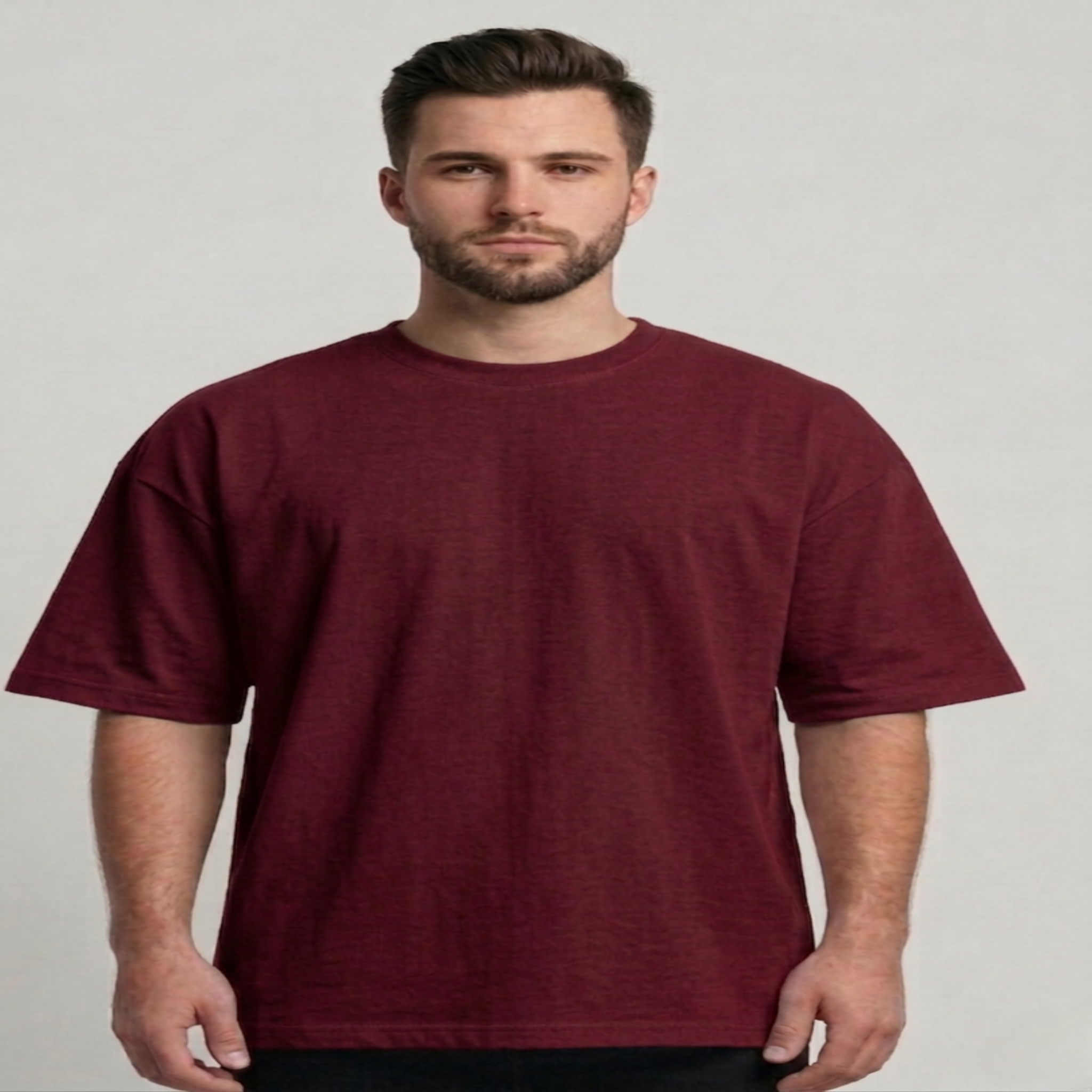 Men’s Oversize (Interlock)T-Shirt Long Sleeve (Burgundy)