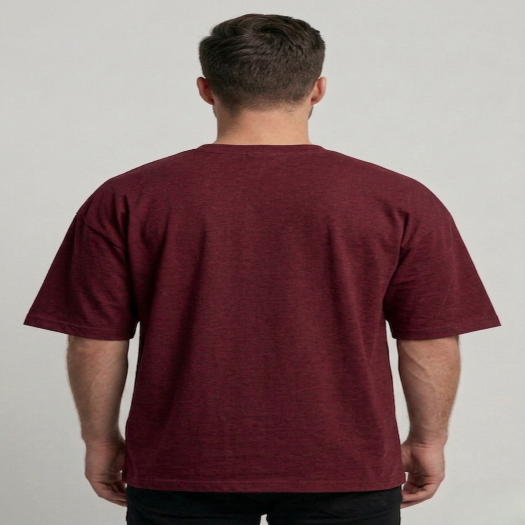 Men’s Oversize (Interlock)T-Shirt Long Sleeve (Burgundy)