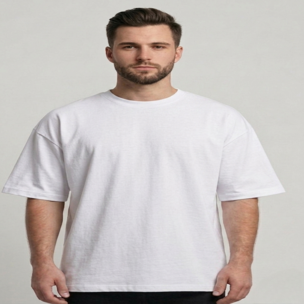 Men’s Oversize (Interlock)T-Shirt Long Sleeve (White)