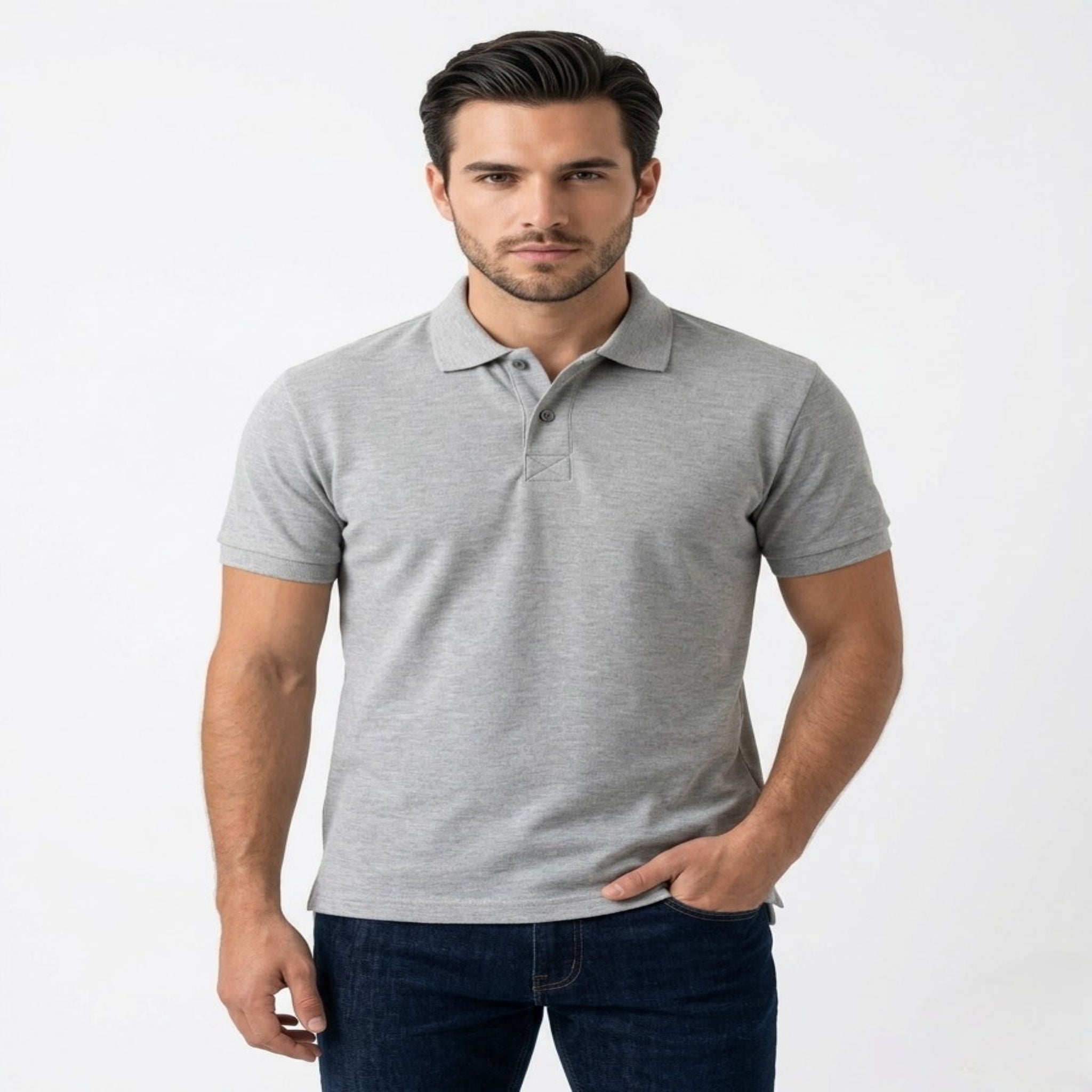 Men’s Regular Fit (Polo) T-Shirt Short Sleeve (Heather gray)