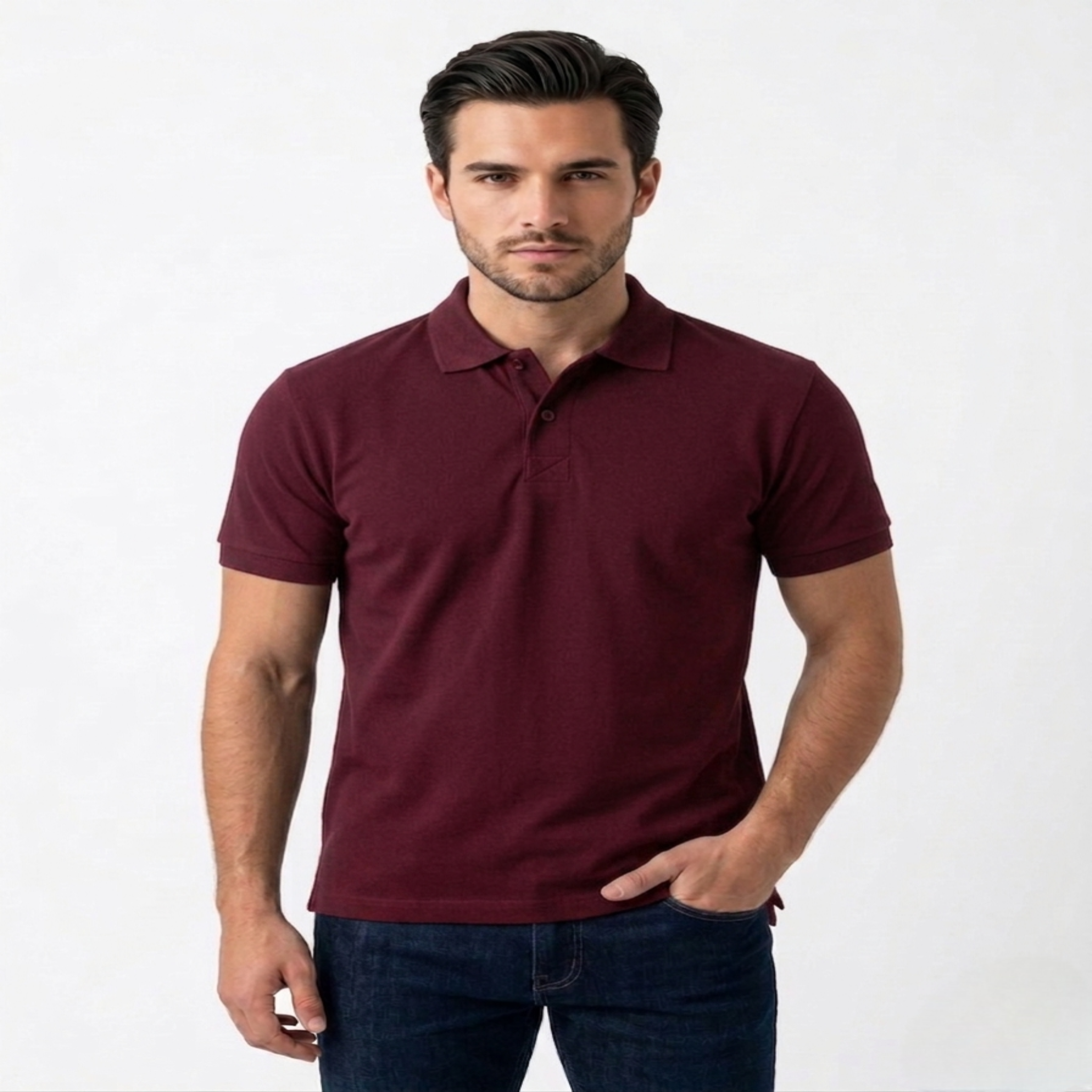 Men’s Regular Fit (Polo) T-Shirt Short Sleeve (Burgundy)