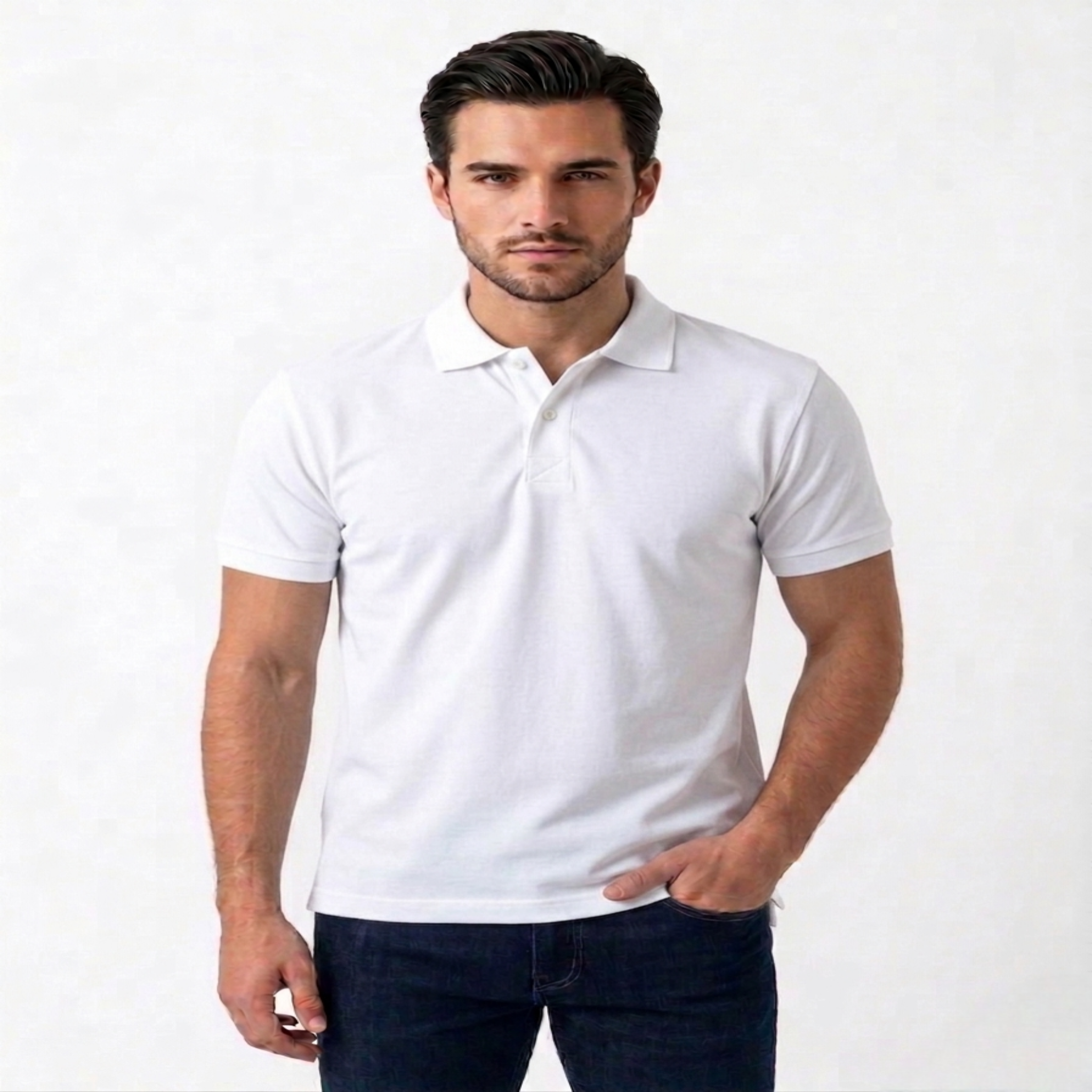 Men’s Regular Fit (Polo) T-Shirt Short Sleeve (White)